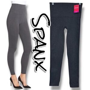 NWT SPANX Look At Me Now Seamless Leggings Charcoal Gray Shaping Womens Sz Med